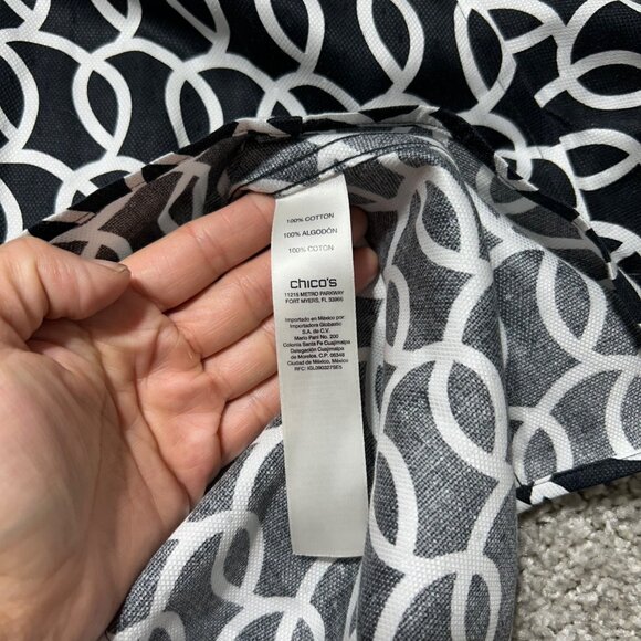 Chicos Womens Sz XXL No-Iron Black & White Geometric Button-Up Shirt Long Sleeve - Picture 5 of 9